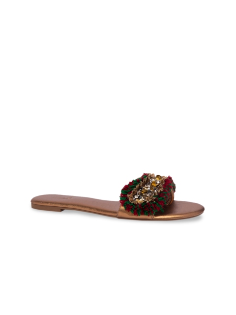 

Inc 5 Women Maroon Embellished Open Toe Flats
