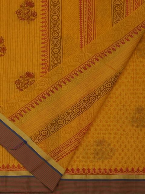 

Pothys Yellow Printed Cotton Blend Saree
