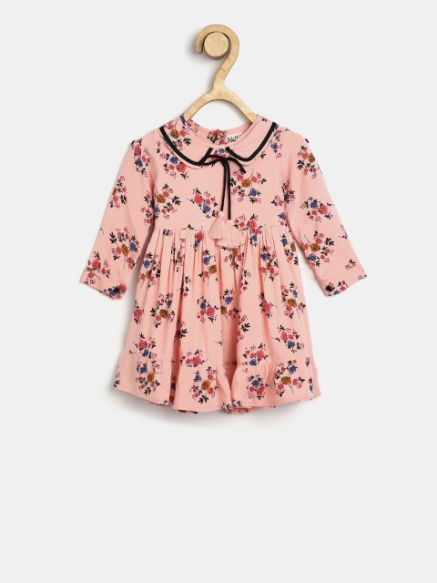 

Bella Moda Girls Pink Printed Fit and Flare Dress With Briefs