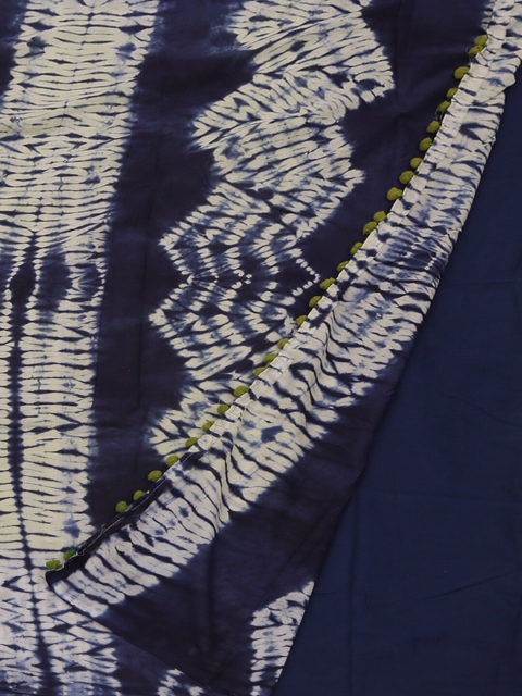 

Pothys Navy Blue & White Pure Cotton Dyed Saree