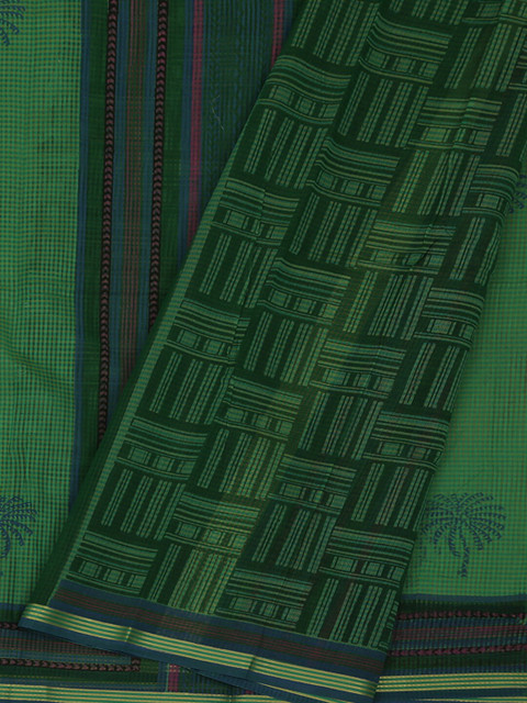

Pothys Green Printed Cotton Blend Saree