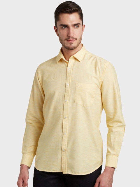 

ColorPlus Men Yellow Tailored Fit Self Design Casual Shirt