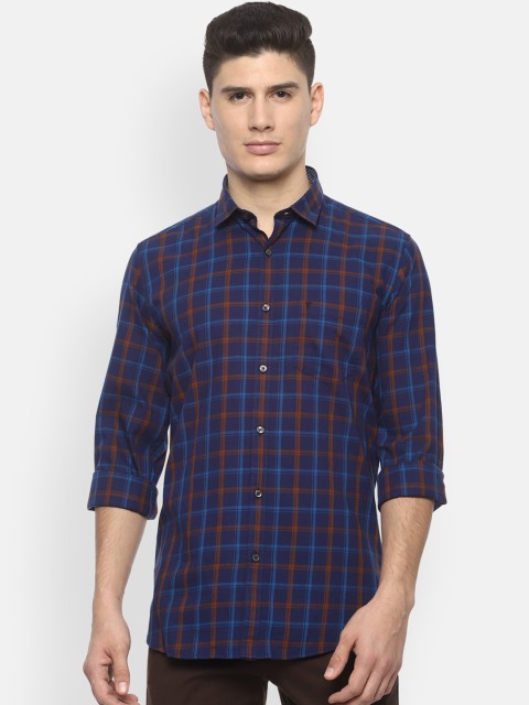 

Van Heusen Sport Men Navy Blue Slim Fit Checked Casual Shirt