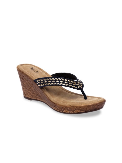 

Inc 5 Women Black & Gold-Toned Embellished Sandals