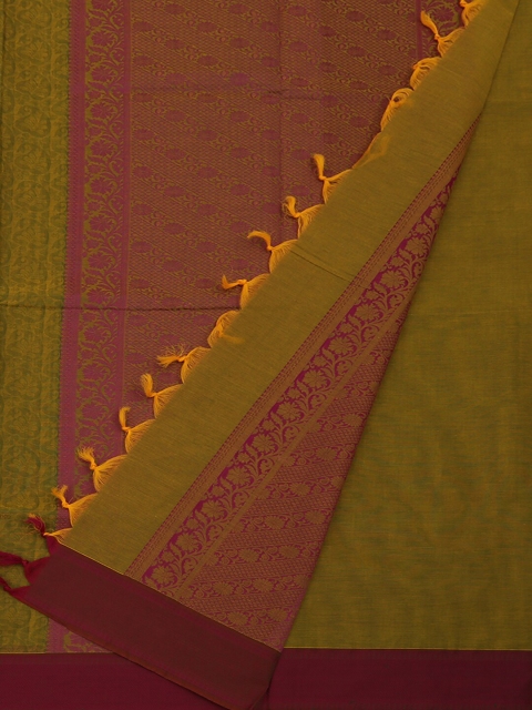 

Pothys Olive Green & Brown Pure Cotton Printed Saree