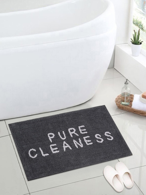 

Saral Home Charcoal Grey Printed Anti-Skid Bath Rug