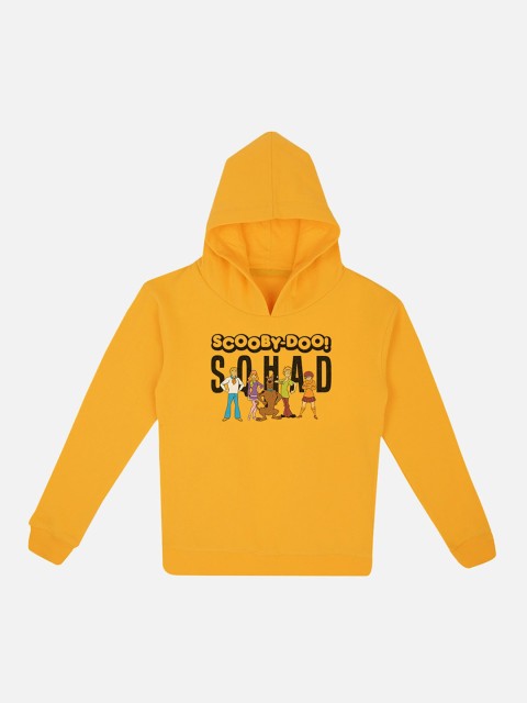 

Kids Ville Boys Yellow Printed Hooded Sweatshirt