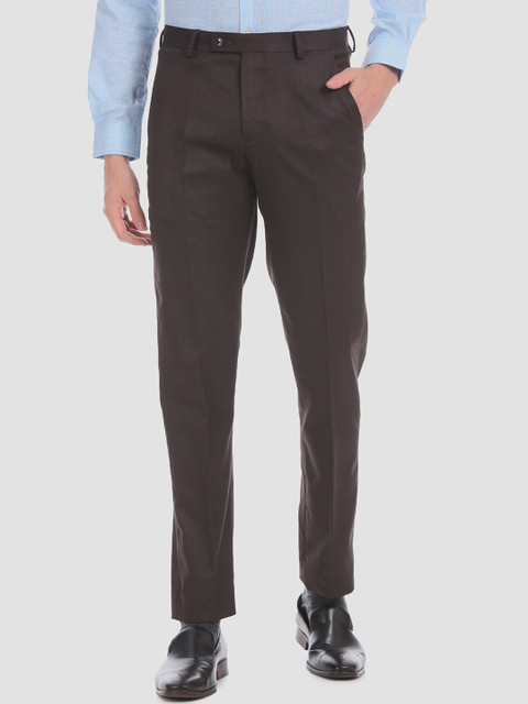 

Arrow Men Brown Tapered Fit Solid Formal Trousers