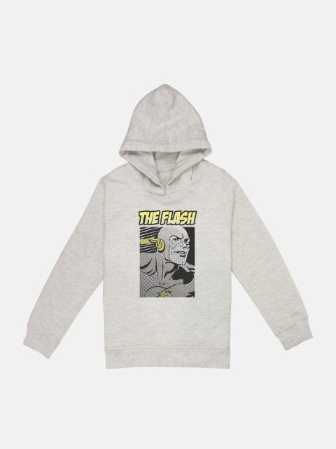 

Kids Ville Boys Grey & Black Flash Printed Hooded Sweatshirt