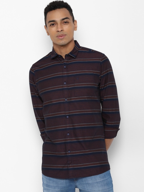 

Solly Jeans Co. Men Maroon & Blue Regular Fit Striped Casual Shirt