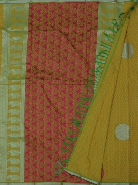 

Pothys Yellow & Green Art Silk Woven Design Saree