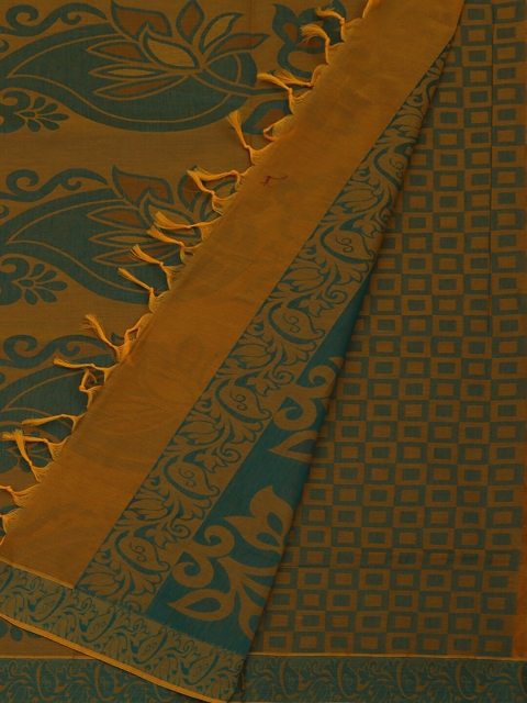 

Pothys Mustard Yellow & Green Pure Cotton Woven Design Saree