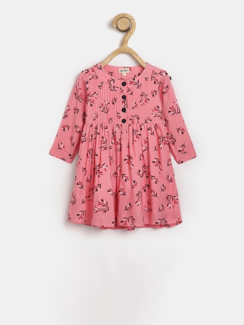 

Bella Moda Girls Pink Printed Peplum Dress