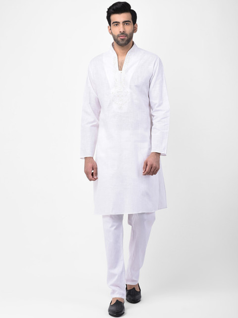 

SG LEMAN Men White Solid Kurta with Pyjamas