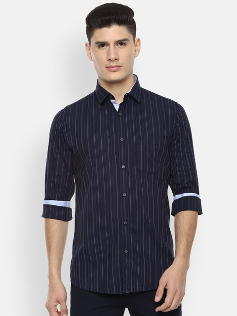 

Van Heusen Sport Men Navy Blue Slim Fit Striped Casual Shirt