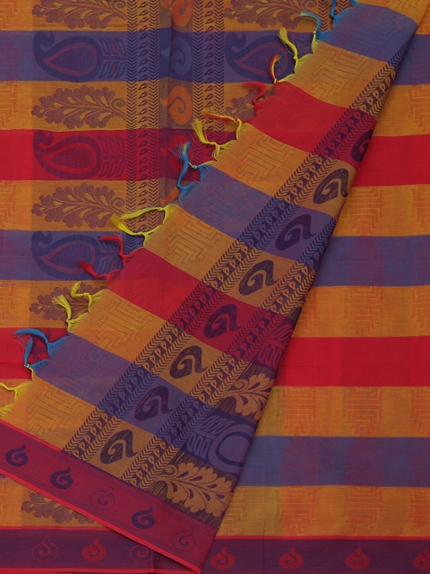 

Pothys Multicoloured Striped Pure Cotton Saree, Multi