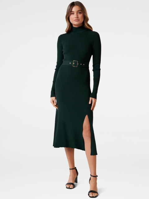 

Forever New Women Green Solid Sheath Dress