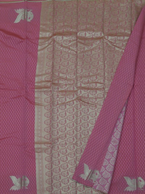 

Pothys Pink & Silver-Toned Art Silk Woven Design Saree