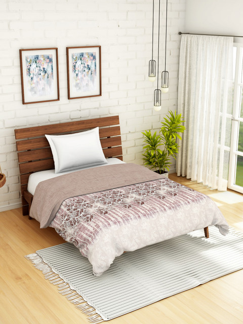 

SPACES Beige Ethnic Motifs AC Room 180 GSM Organic Cotton Single Bed Quilt