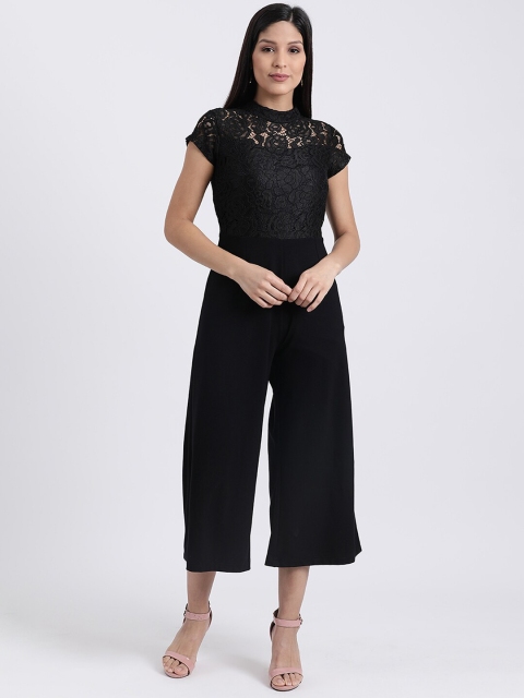 

Zink London Women Black Self Design Lace Culotte Jumpsuit