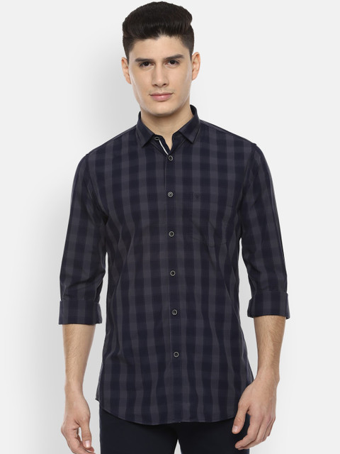

Van Heusen Sport Men Grey & Blue Slim Fit Checked Casual Shirt