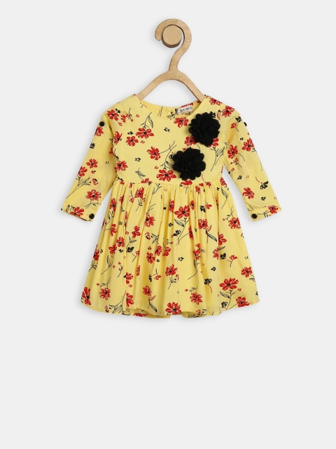 

Bella Moda Girls Yellow Printed Fit and Flare Dress