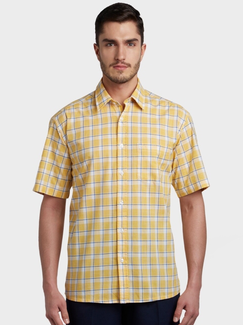 

ColorPlus Men Yellow & White Regular Fit Checked Casual Shirt