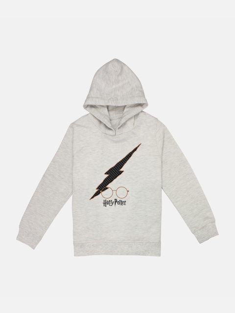 

Kids Ville Boys Grey & Black Harry Potter Printed Hooded Sweatshirt