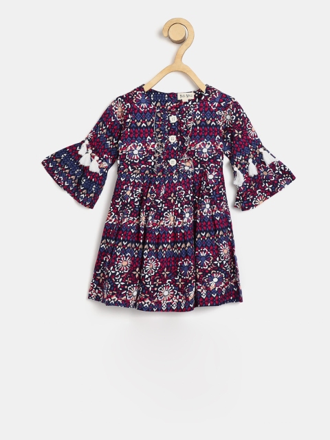 

Bella Moda Girls Blue & Red Printed A-Line Dress