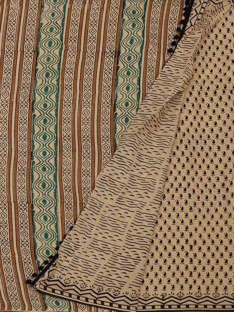 

Pothys Cream-Coloured Printed Pure Cotton Saree