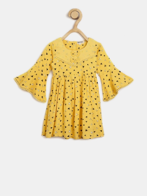 

Bella Moda Girls Yellow Printed A-Line Dress