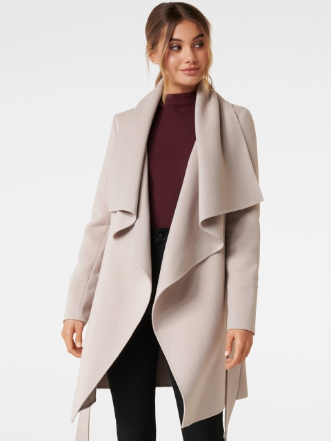 Forever New Women Beige Solid Willow Wrap Coat