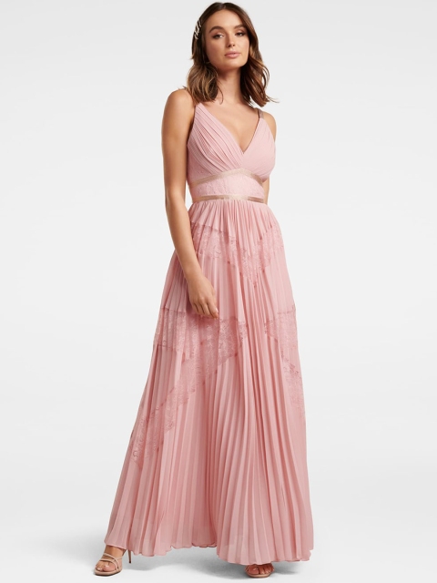 

Forever New Women Pink Self Design Maxi Dress