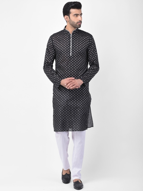 

SG LEMAN Men Black & White Printed Kurta with Pyjamas