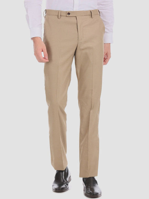 

Arrow Men Beige Regular Fit Solid Regular Trousers