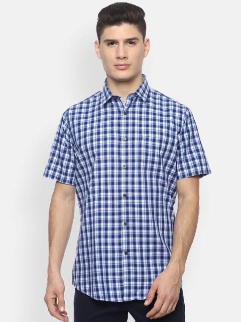 Van Heusen Sport Men Blue & White Slim Fit Checked Casual Shirt