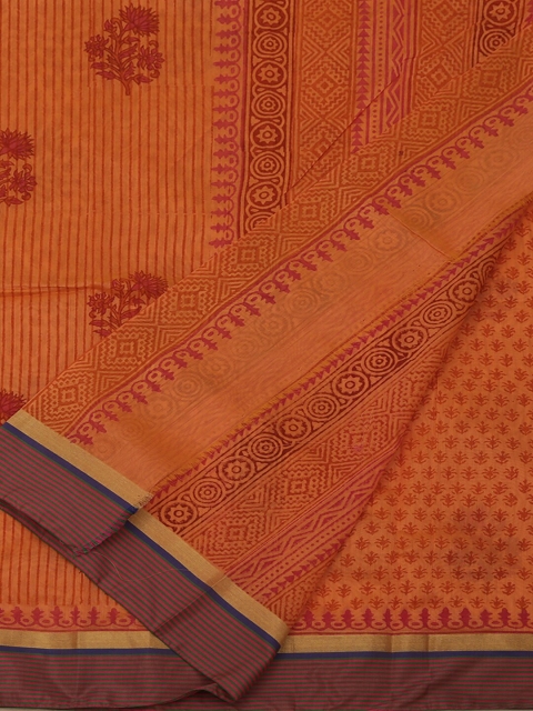 

Pothys Orange Printed Cotton Blend Saree