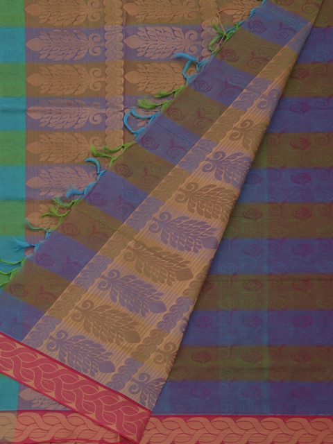 Pothys Multicoloured Striped Pure Cotton Saree, Multi
