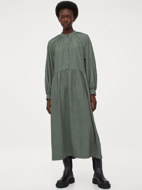 

H&M Women Green Solid Button-Top Dress
