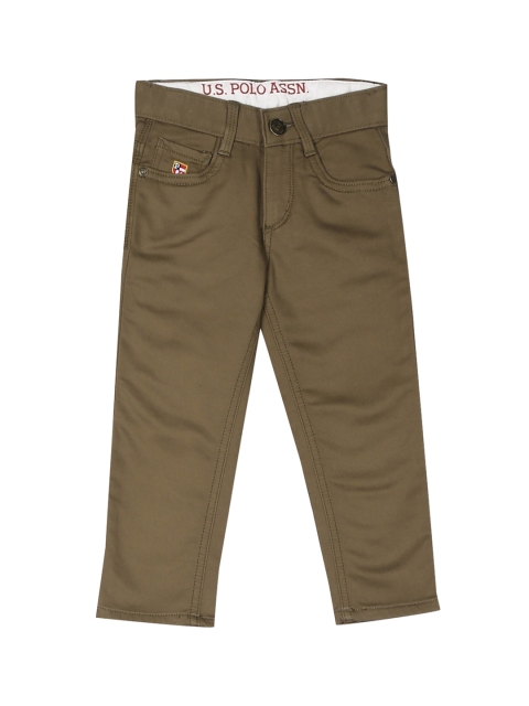 

U.S. Polo Assn. Kids Boys Green Regular Fit Solid Regular Trousers