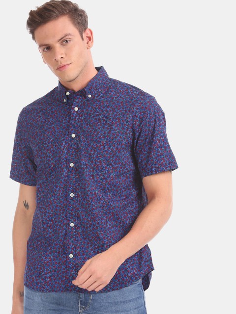 

GAP Men Blue Regular Fit Printed Casual Shirt