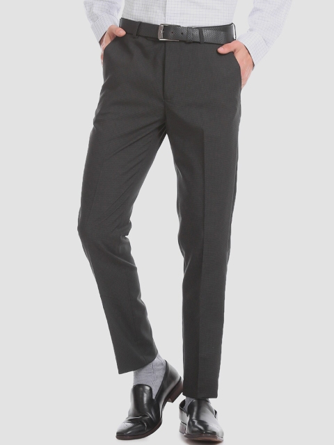 

Arrow Men Black Slim Fit Checked Formal Trousers