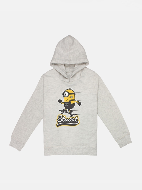 

Kids Ville Boys Grey & Black Minions Printed Hooded Sweatshirt