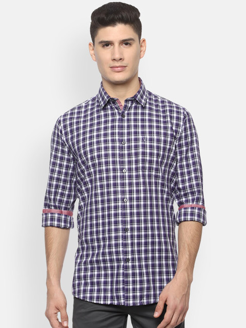 

Van Heusen Sport Men White & Blue Slim Fit Checked Casual Shirt