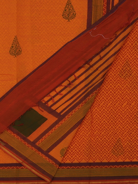 

Pothys Orange Printed Cotton Blend Saree