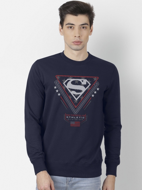

Free Authority Superman Print Crew Neck Navy Sweatshirt for Men, Navy blue