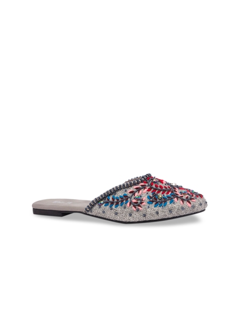 

Inc 5 Women Grey Embellished Suede Mules