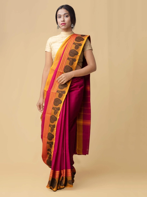 

Unnati Silks Pink Pure Cotton Woven Design Kanjeevaram Saree