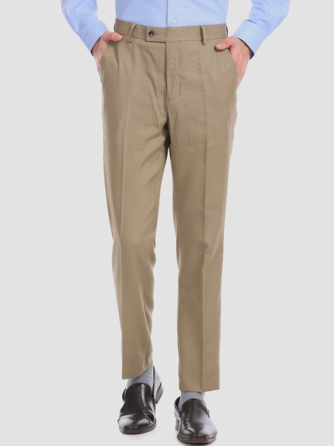 

Arrow Men Beige Slim Fit Solid Formal Trousers