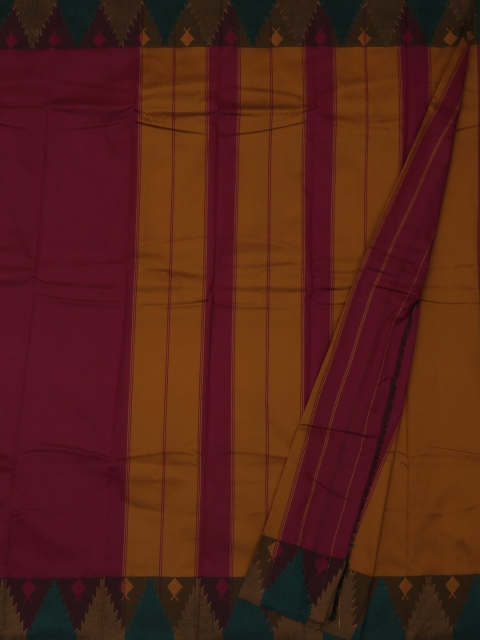 

Pothys Pink & Mustard Yellow Art Silk Colourblocked Saree